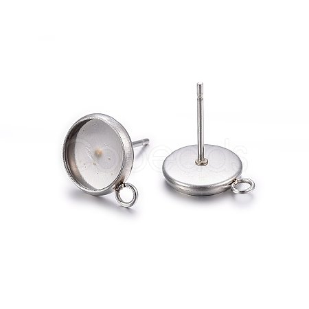 Non-Tarnish 304 Stainless Steel Stud Earring Settings X-STAS-H467-08P-10mm-1