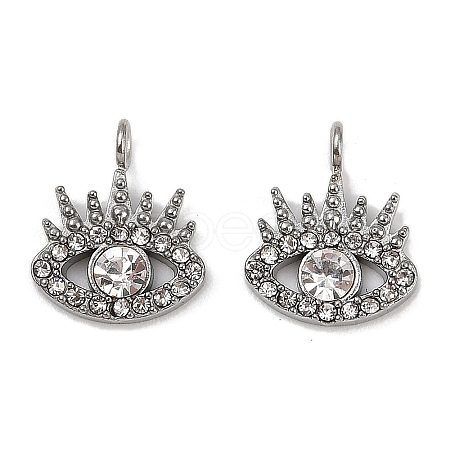 304 Stainless Steel Micro Pave Cubic Zirconia Charms STAS-K302-01B-P-1