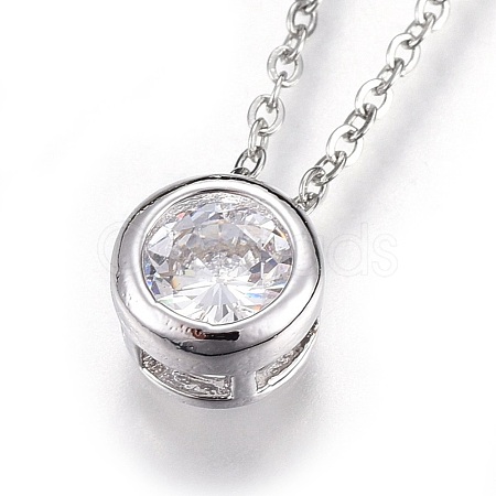 Brass Micro Pave Cubic Zirconia Pendant Necklaces NJEW-O108-29P-1
