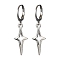 Tibetan Style Alloy Hollow Star Dangle Leverback Earrings, with 304 Stainless Steel Earring Pins, Antique Silver, 35.5x10.5mm