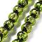 Handmade Foil Lampwork Beads Strands, Round, Green Yellow, 10mm, about 40pcs/strand, 14.57''(37cm)