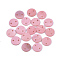 Spray Paint Freshwater Shell Links connectors, Flat Round, Pink, 10x2mm, Hole: 1.4mm