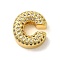 Brass Micro Pave Clear Cubic Zirconia Charms, Real 18K Gold Plated, Letter C, 13x12x5mm, Hole: 2x2.5mm