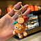 PVC Plastic Keychain, with Alloy Key Rings & Swivel Lobster Claw Clasps, Fruit, Orange Pattern, Orange Keychain: 11cm