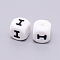 Silicone Beads, Cube with Letter.I, White, 12x12x12mm, Hole: 2mm