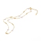 Heart Glass Beaded Chain Necklaces, with Brass Curb Chains, White, Golden, 16.53 inch(42cm)