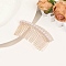 Alloy Hair Combs, with Imitation Plastic Pearl and Rhinestone, Light Gold, 80~120x40~50mm