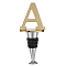 Silicone Wine Bottle Stoppers, with Zinc Alloy Findings, Cone and Letter, Golden, 106~107x40~42x25mm