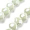 Handmade Porcelain Beads, Shell Shape, Honeydew, 10x12x6.5mm, Hole: 2mm, about 35pcs/strand, 13.19''(33.5cm)