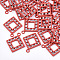 Spray Painted Alloy Pendants, with Rhinestone, Rhombus, Crystal, Red, 26x22.5x2.5mm, Hole: 2mm