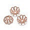 Multi-Petal Brass Fancy Bead Caps, Cadmium Free & Nickel Free & Lead Free, Flower, Rose Gold, 8x3mm, Hole: 1.5mm