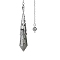 Natural Labradorite Dowsing Pendulum Big Pendants, with Platinum Plated Metal Cone, Hexagonal Cone Charm, 260mm