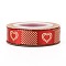 Polyester Ribbons, Single Face Golden Hot Stamping, for Gifts Wrapping, Party Decoration, Heart Pattern, Red, 5/8 inch(17mm), 10yards/roll(9.14m/roll)