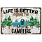 Camping Theme Vintage Metal Tin Sign, Iron Wall Decor for Bars, Restaurants, Cafes Pubs, Rectangle, Green, 300x200x2.2mm