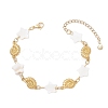 Natural Freshwater Shell Beads & Shell Shape 304 Stainless Steel Connector Charms Link Bracelets for Women BJEW-JB12216-01-2
