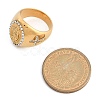 Oval with Saint 304 Stainless Steel Rhinestone Finger Ring for Unisex RJEW-Z076-05G-02-5