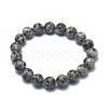 Natural Sesame Jasper/Kiwi Jasper Bead Stretch Bracelets BJEW-K212-C-033-2