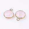Golden Tone Brass Glass Flat Round Charms GLAA-M003-B-03G-2