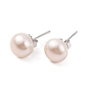 Natural Pearl Round Bead Stud Earrings EJEW-E298-01D-03P-1
