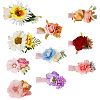 AHADERMAKER 10Pcs 10 Styles Simulation Flower Cloth Alligator Hair Clips PHAR-GA0001-01-1