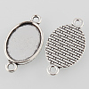 Tibetan Style Alloy Flat Oval Cabochon Connector Settings TIBE-M022-06AS-2