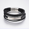 Men's Braided Microfiber Cord Multi-strand Bracelets BJEW-P198-06-1-1