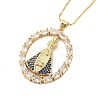 Brass Clear Cubic Zirconia Nossa Senhora Aparecida Pendant Necklaces for Women NJEW-M009-05G-A-1