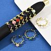 316 Stainless Steel with Natural Mixed Gemstone Cuff Rings RJEW-Z098-01G-03-1
