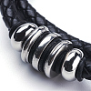 Two Loops Braided Leather Cord Wrap Bracelets BJEW-F291-17P-2