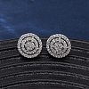 Brass Micro Pave Clear Cubic Zirconia Flat Round Stud Earrings EJEW-H165-05P-1