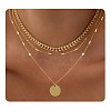3Pcs Brass Disc Pendant 3 Layer Necklaces for Women FS-WG7502D-04-1