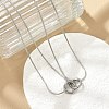 304 Stainless Steel Double Layer Snake Chain 2-Ring Link Necklaces NJEW-R017-01P-1