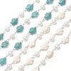 2Pcs 2 Colors Synthetic Turquoise & Glass Pearl Link Chains AJEW-JB01594-02-1
