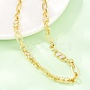 7MM Brass Pave Cubic Zirconia Figaro Chain Necklaces NJEW-D324-05G-07-4