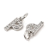 Brass Micro Pave Grade AAA Cubic Zirconia Charms ZIRC-P067-11P-P-NR-3