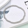 Brass Round Beaded Stretch Bracelets for Men Women BJEW-B148-05B-P-1
