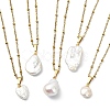 Natural Baroque Pearl Keshi Pendant 304 Stainless Steel Satellite Chain Necklaces NJEW-JN06161-2