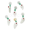 Natural Jadeite & Natural Green Onyx Agate & Crystal Dnout/Leaf Pendant Decorations G-G008-06-1