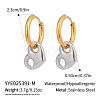Stainless Steel Two Tone Heart Hoop Earrings YC0014-2-1
