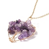 Natural Gemstone Chips Heart with Tree of Life Pendant Necklace NJEW-JN03906-5