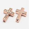 Brass Micro Pave Grade AAA Cubic Zirconia Beads KK-P055-14RG-NR-1