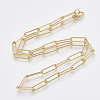Brass Textured Paperclip Chain Necklace Making MAK-S072-01A-G-2