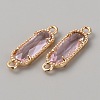 Golden Plated Brass Pave Glass Connector Charms FIND-WH0110-728G-06-2