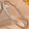 304 Stainless Steel Crystal Rhinestone Rhombus Hinged Cuff Bangles for Women WG11813-02-1