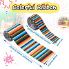 2 Rolls 2 Styles Stripe Pattern Printed Polyester Grosgrain Ribbon OCOR-TA0001-37C-10