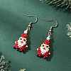 Christmas Santa Claus 304 Stainless Steel Glass Dangle Earrings EJEW-MZ00610-2