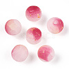 Frosted Baking Paint Crackle Glass Beads with Glitter Powder DGLA-T004-01H-1
