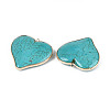 Dyed Synthetic Turquoise Heart Pendants X-TURQ-T004-30A-2
