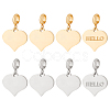 BENECREAT 4 Sets 2 Colors Engravable 304 Stainless Steel European Dangle Charms FIND-BC0004-31-1