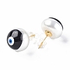 Natural Shell Evil Eye Stud Earrings with Enamel EJEW-G334-06H-2